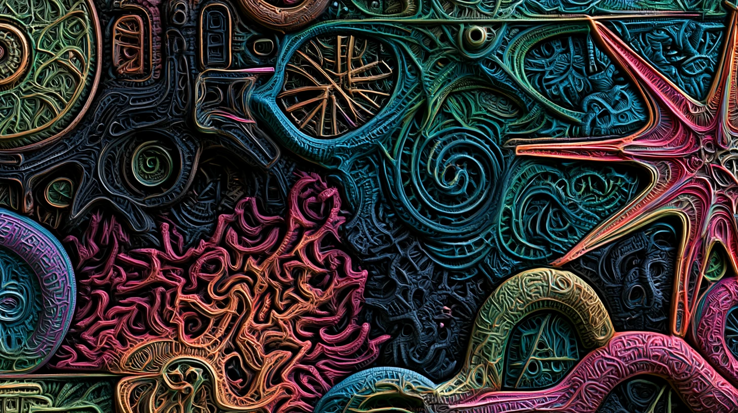 Formas orgánicas abstractas 3D caóticas en un vívido movimiento enredado