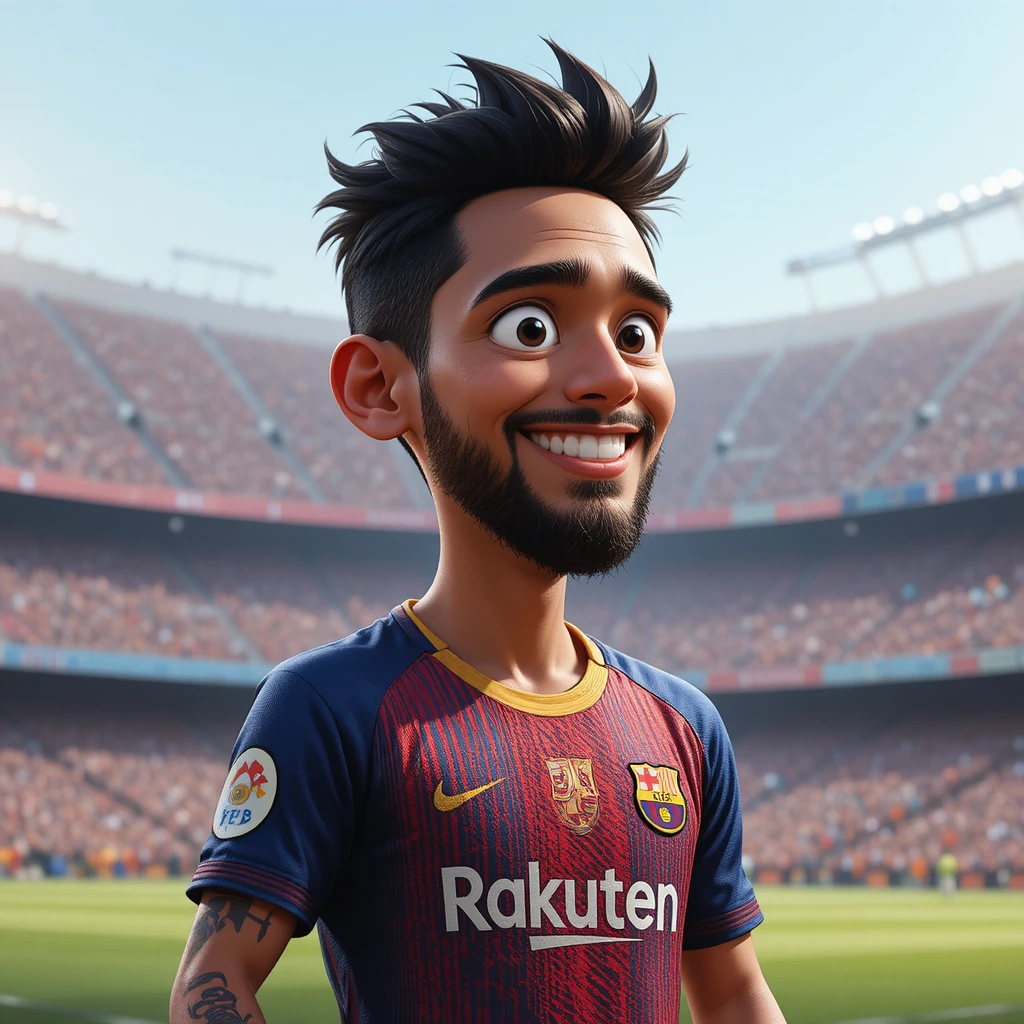 Star del calcio in azione sul campo dello stadio di Barcellona