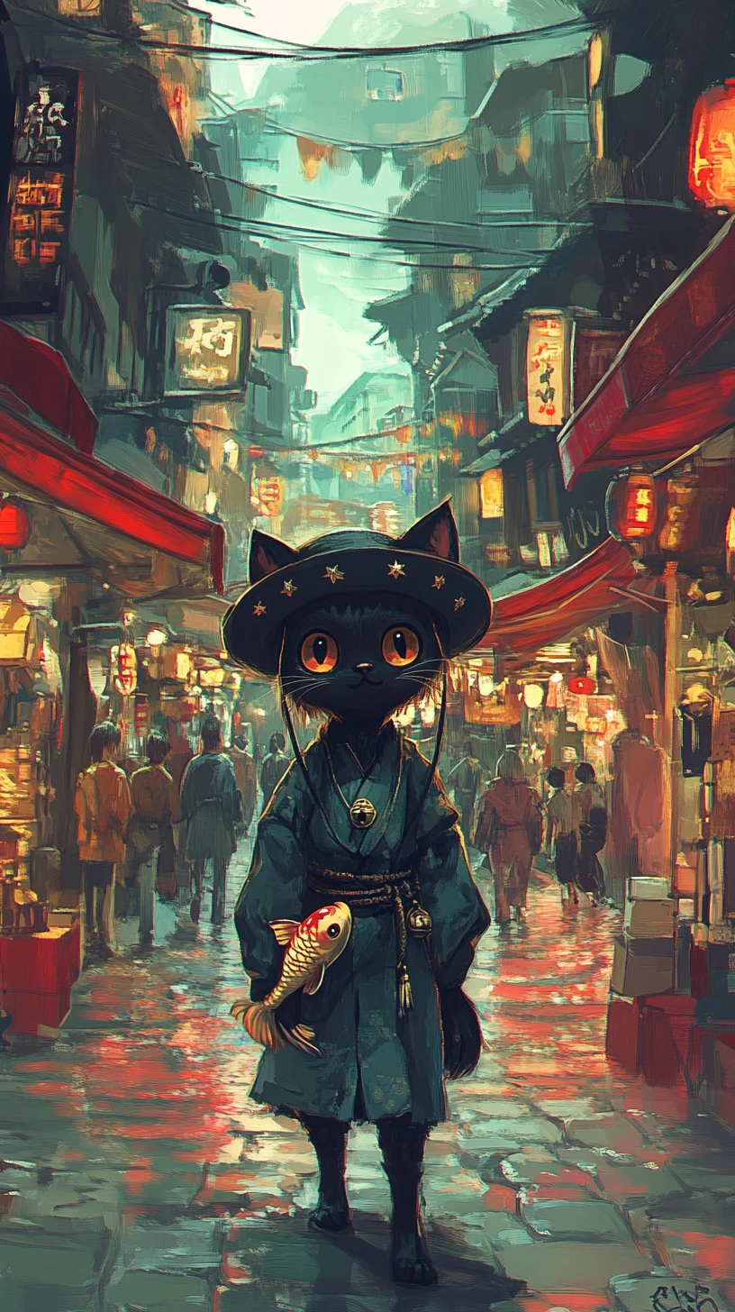 幻想都市で錦鯉と走る黒い翼の猫
