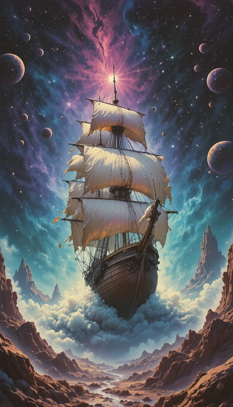 Ghostly galleon sailing through a vibrant cosmic nebula