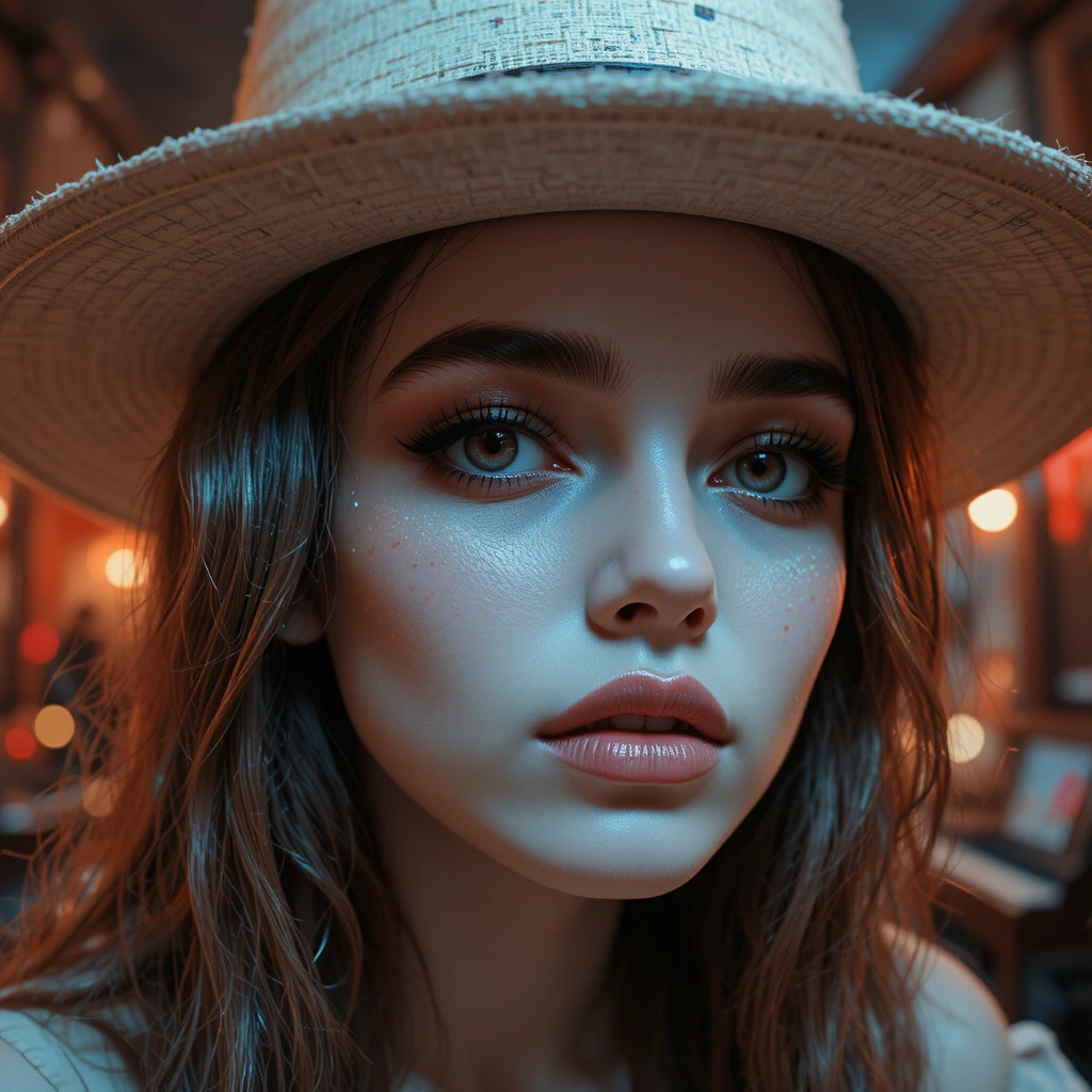 Retrato en primer plano de una chica junto al río con luz suave