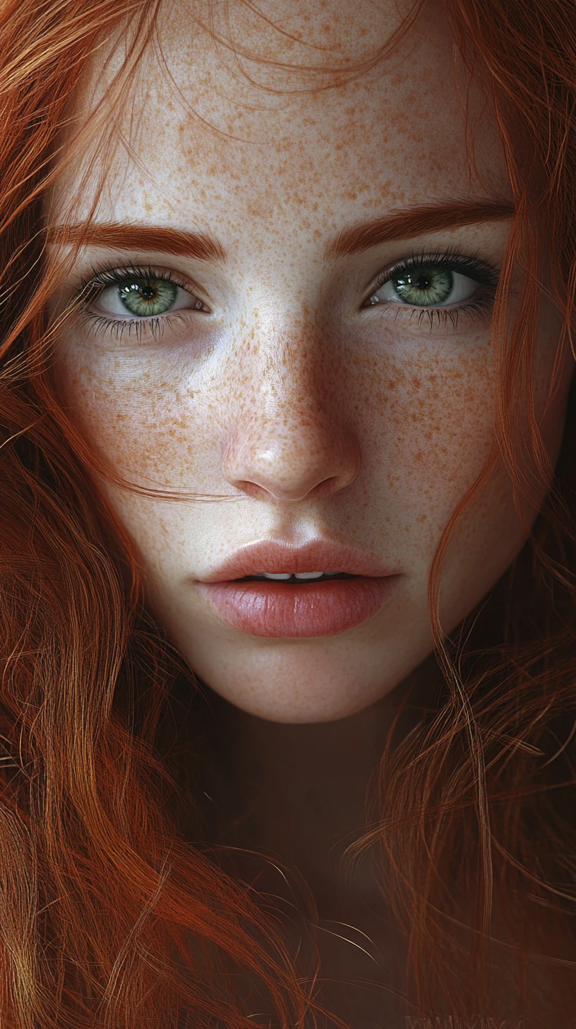Retrato en primer plano de chica pelirroja con mirada penetrante