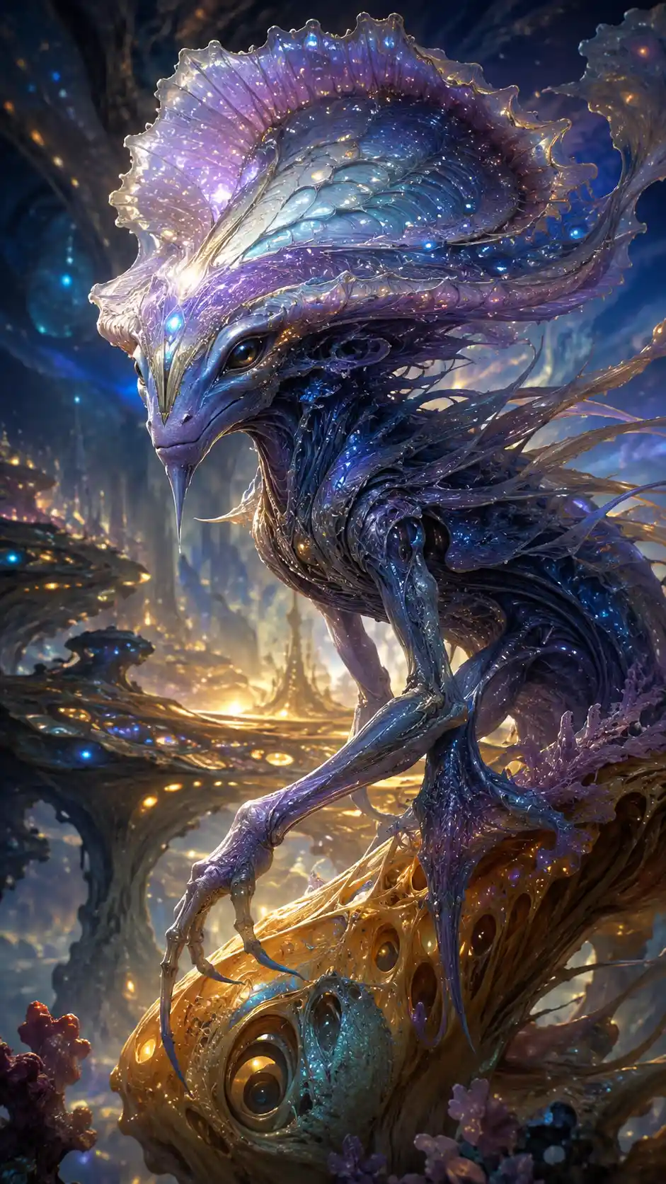 Bioluminescent Alien Creature On A Fantastical Extraterrestrial World