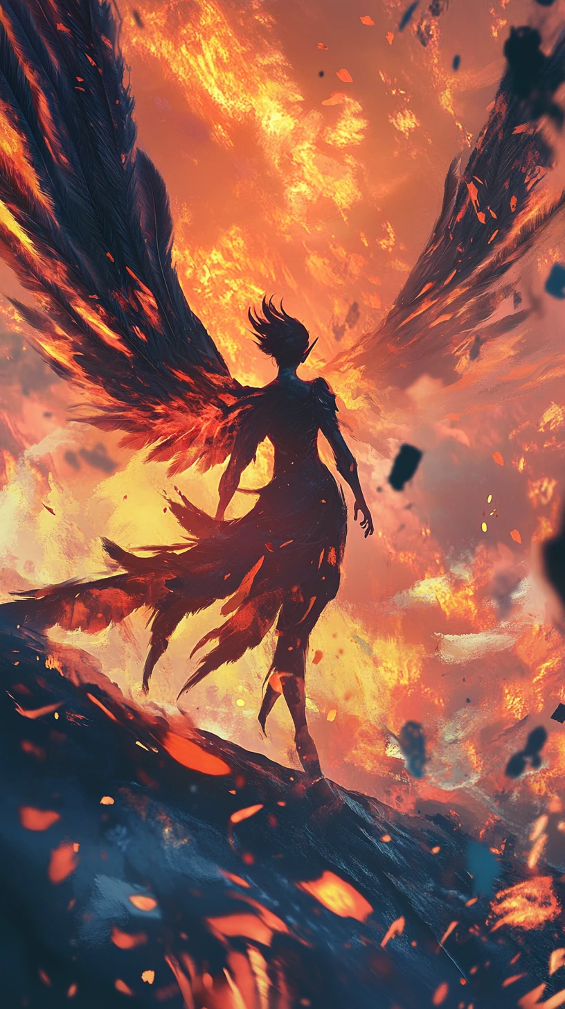 Fantasy hero in dynamic pose with glowing magical effects
