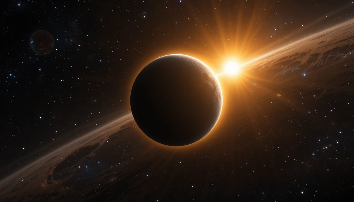 Alineación de Sol, Luna y Tierra en el espacio durante un eclipse solar