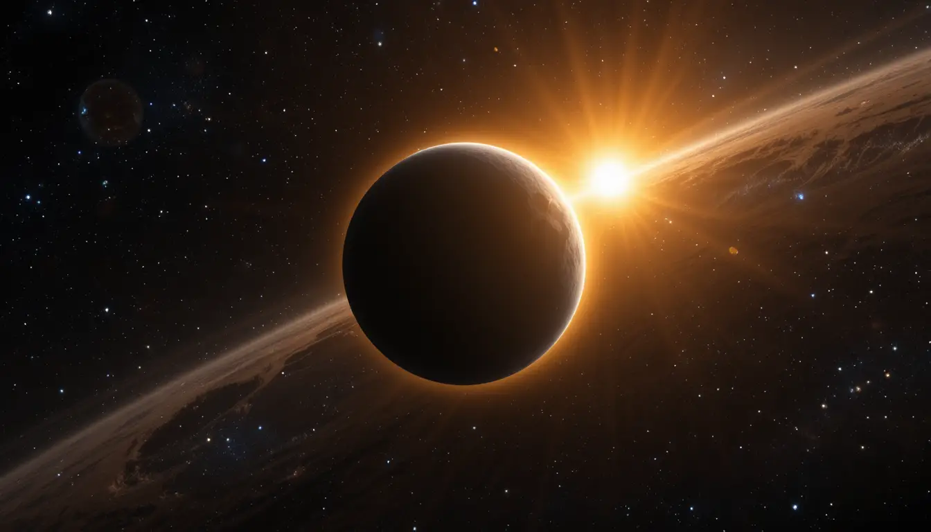 Solar eclipse alignment of Sun Moon and Earth in space