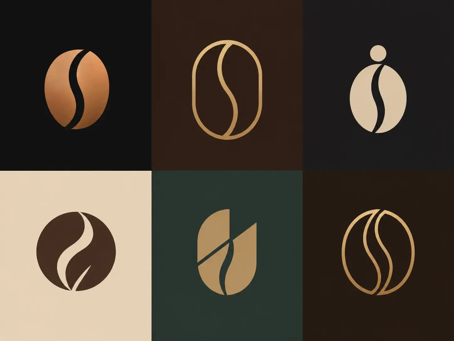 Minimalist geometric coffee bean logo for artisan branding