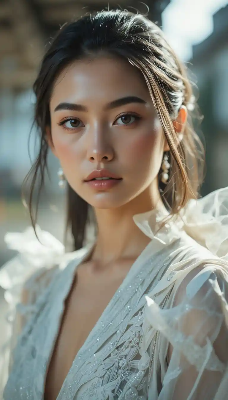 High fashion woman portrait with dramatic studio lighting