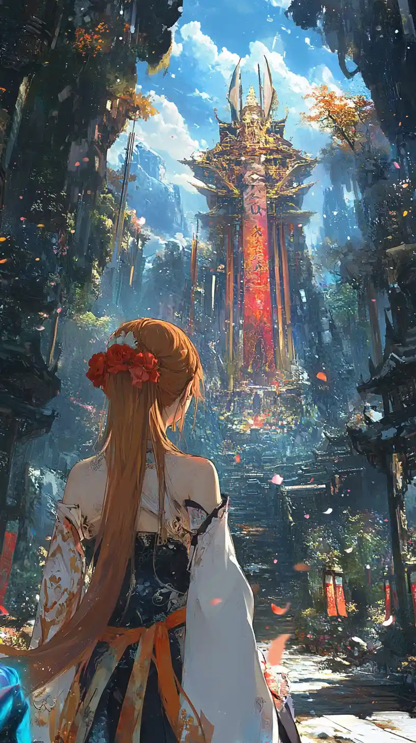 Anime girl watching her world shatter into glass fragments
