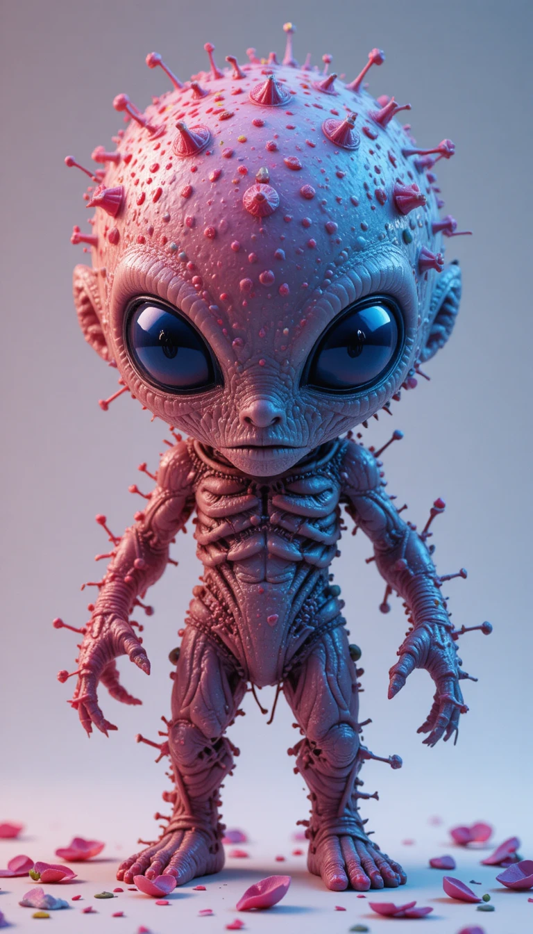 Alien 3D en un paisaje alienígena abstracto y luminoso