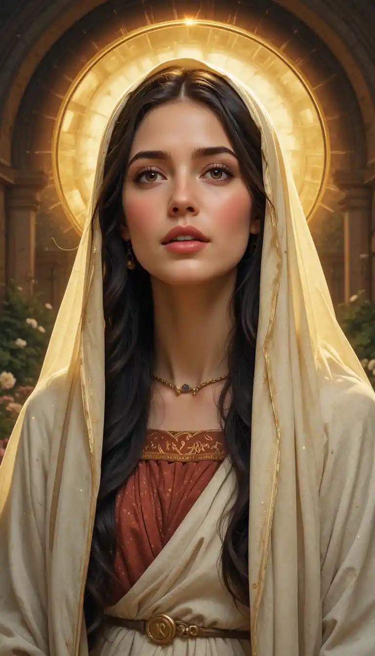 Retrato en acuarela de María Magdalena al amanecer en oración