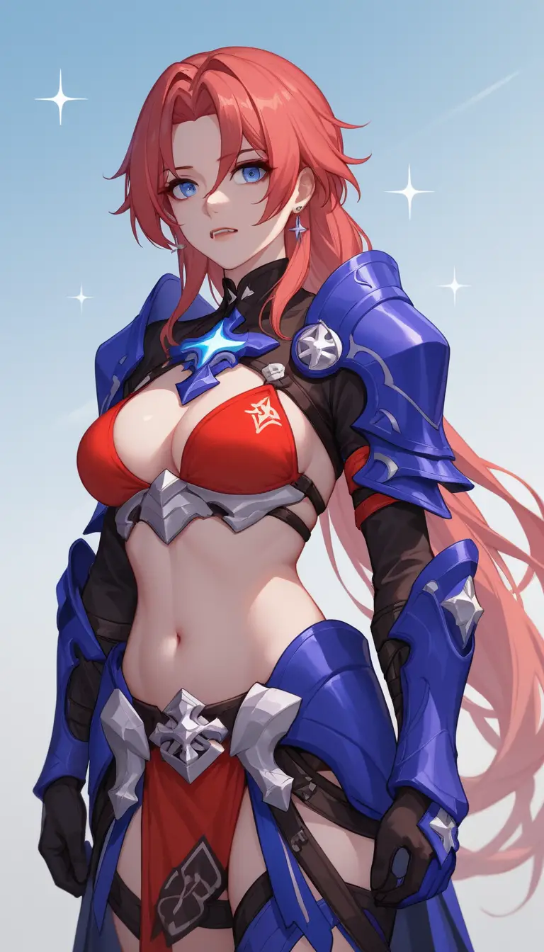 Fantasy anime knight girl by a serene twilight oasis