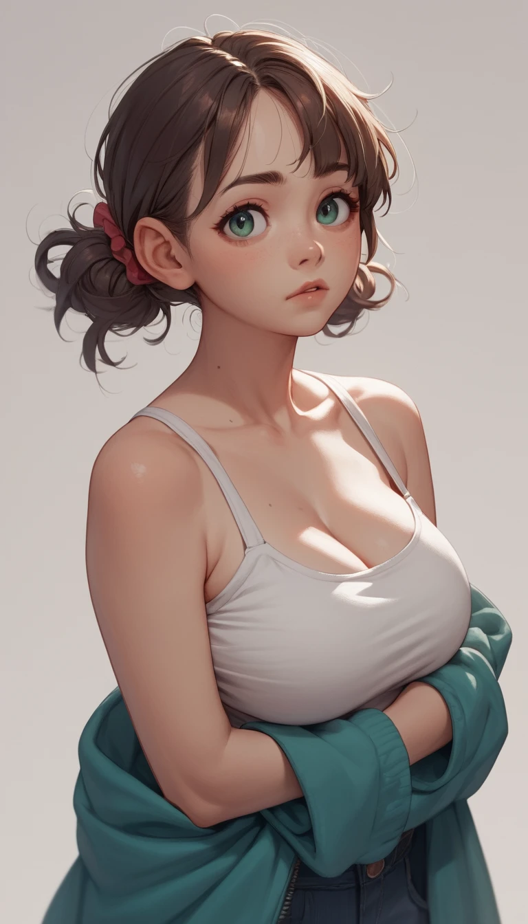 Retrato de Chica Gato de Anime Coqueta con Pelo Despeinado