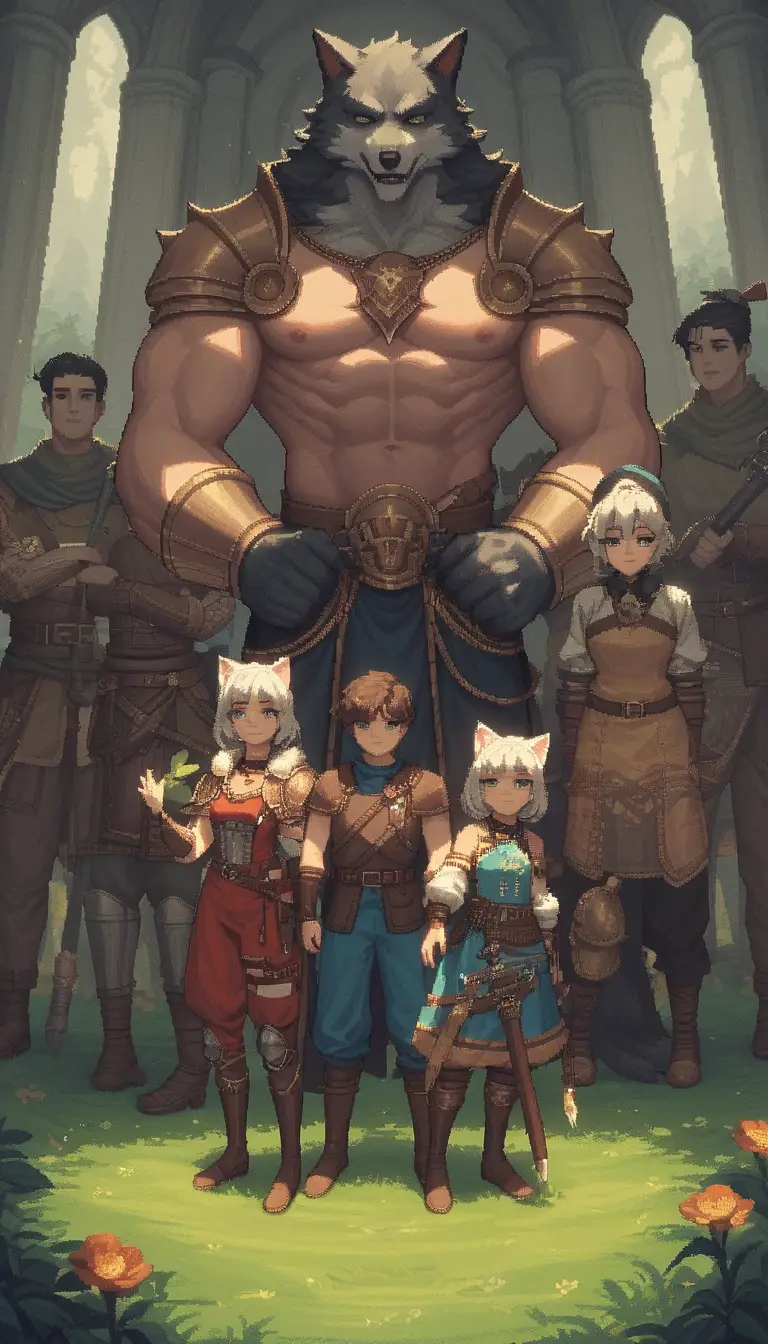 Anime-Fantasy-Abenteurer in einer verspielten Panorama-Welt
