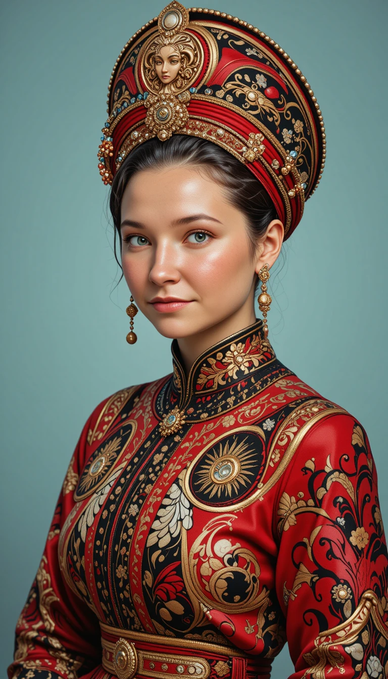 Retrato elegante de mujer con atuendo tradicional Yi de Liangshan