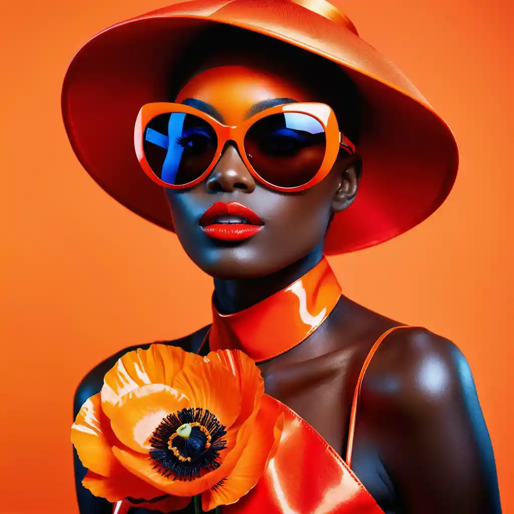 Retrato de moda de la Marianne francesa con amapola roja y gorro
