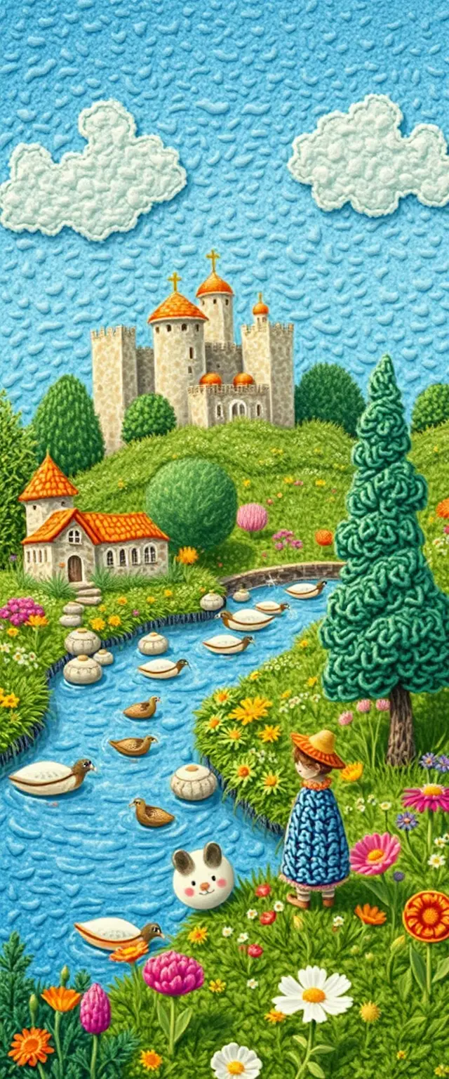Miniatur-Impressionistische Landschaft mit weichen Plüschtexturen