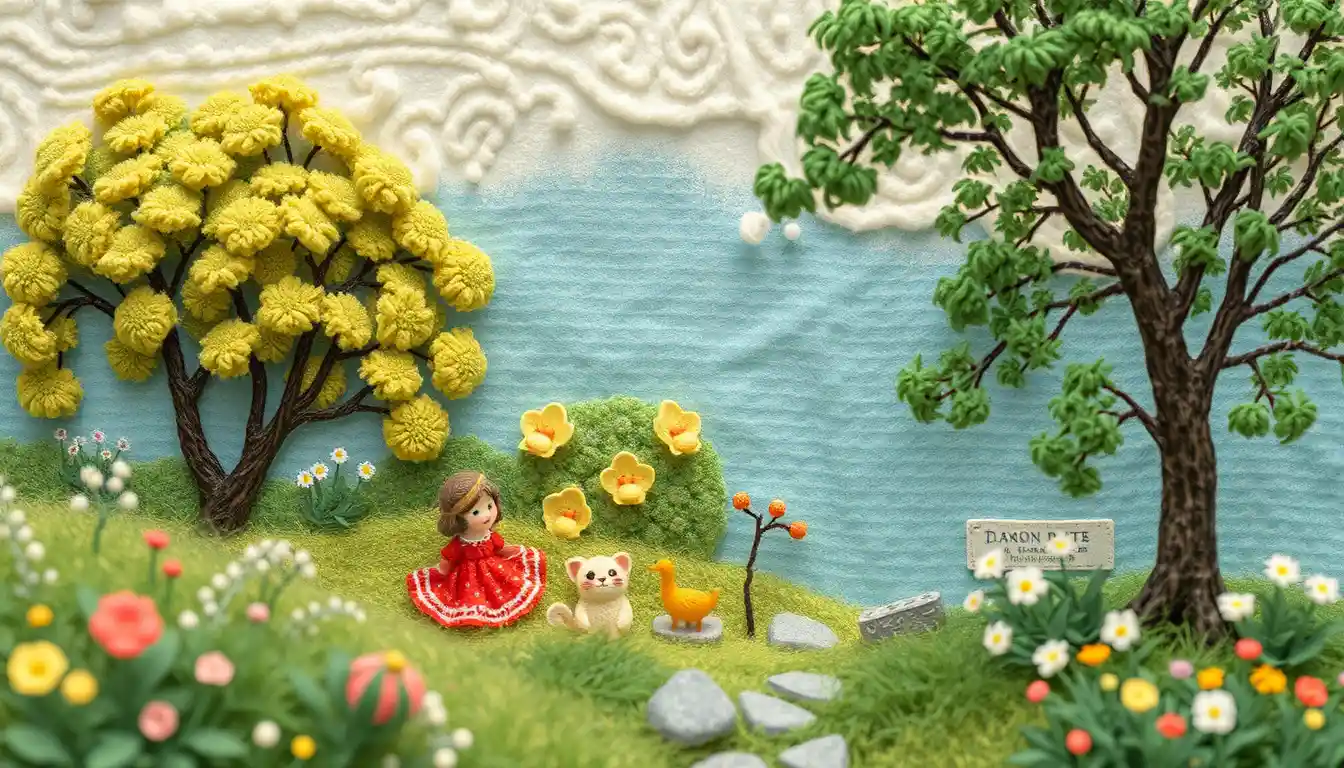 Paisaje de fantasía en miniatura con suave estilo de pintura impresionista