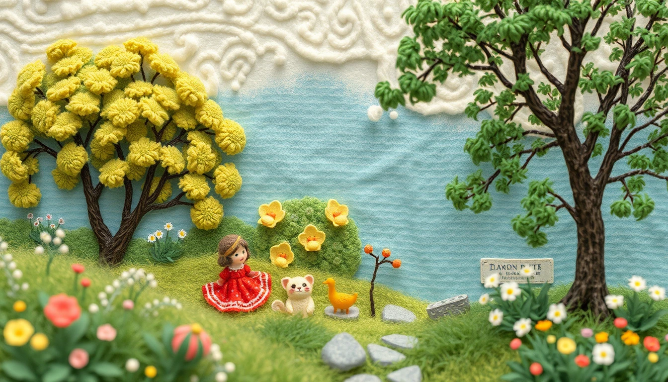 Paisaje de fantasía en miniatura con suave estilo de pintura impresionista