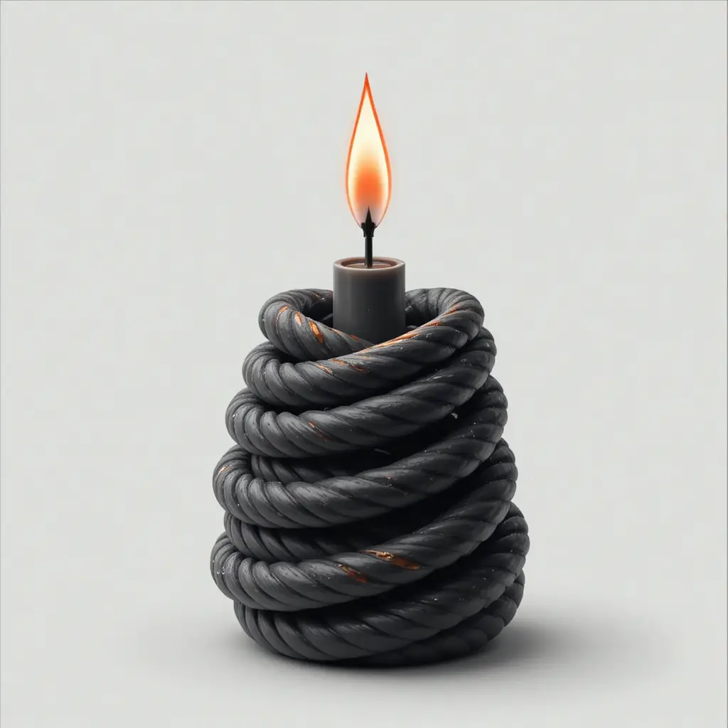 Einzelne Spiral-Kerzenflamme in minimalistischer digitaler Illustration