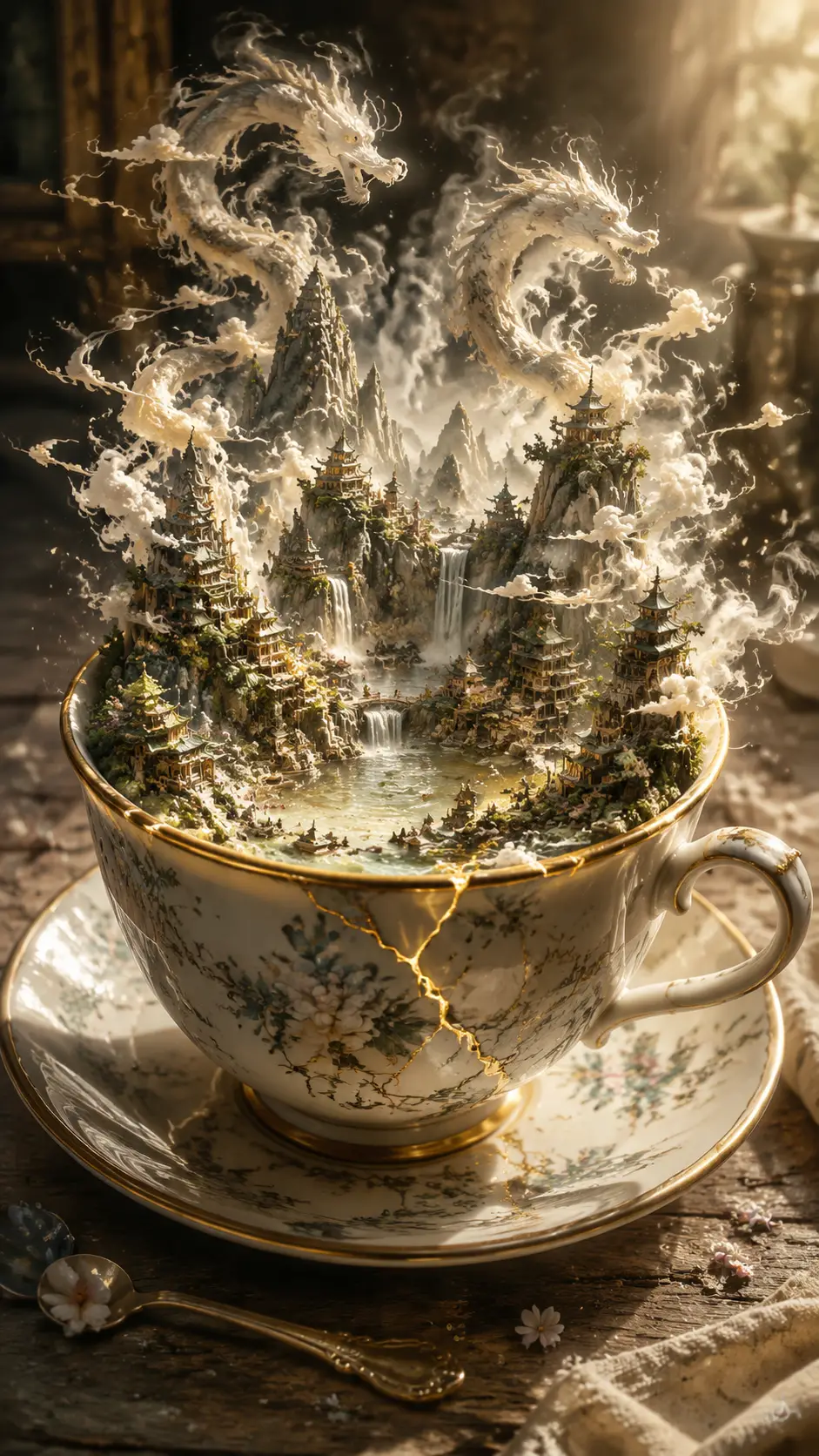瓷茶杯中的微型山中王國