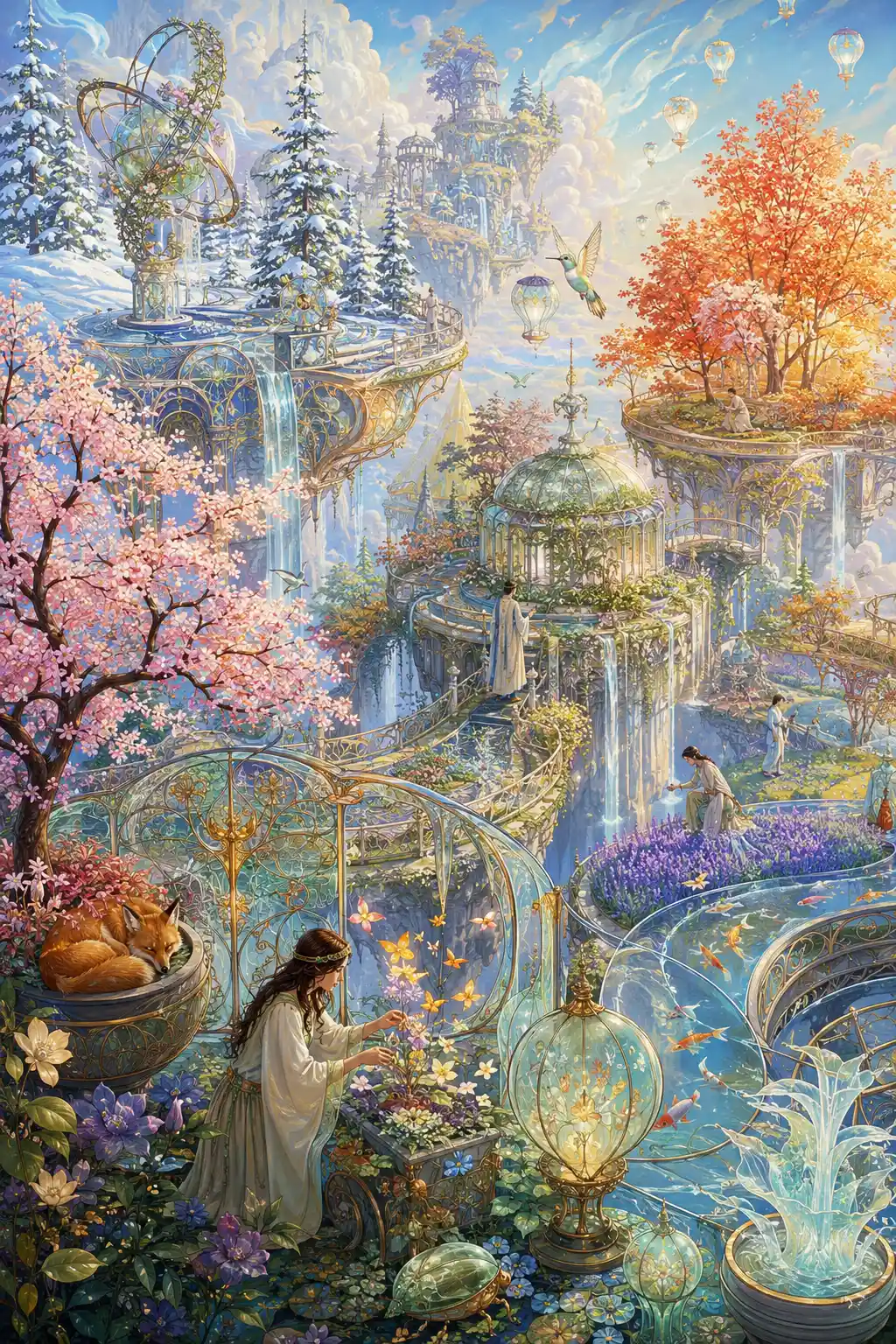 四季流轉的夢幻漂浮植物聖域
