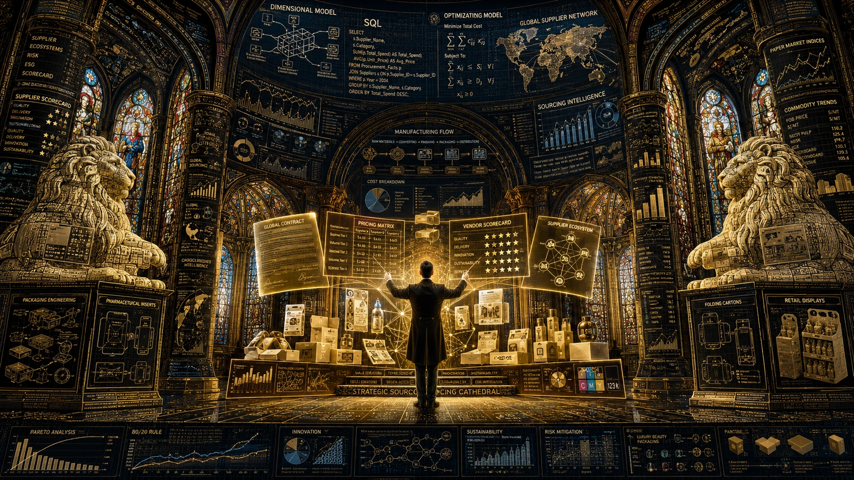 Gothic cathedral of data and human knowledge dashboards