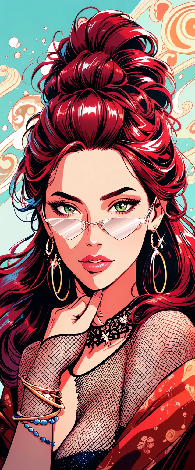 Mujer de cuerpo completo en estilo cómic con cabello dinámico