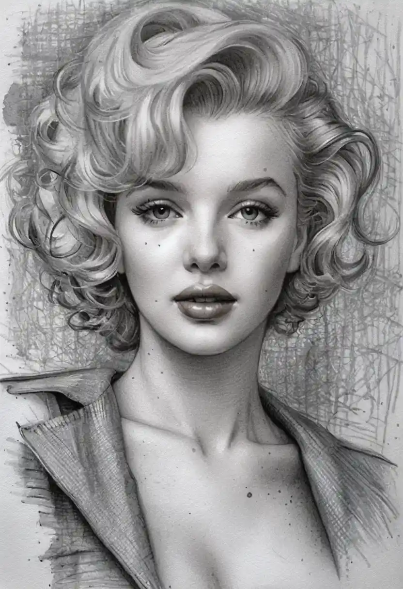 Graphite portrait of Marilyn Monroe with iconic smile