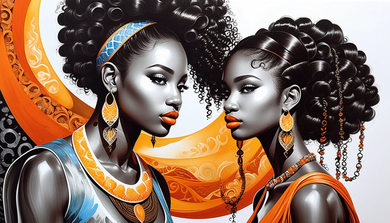 Afro luxury serpent guardian in surreal mixed media collage