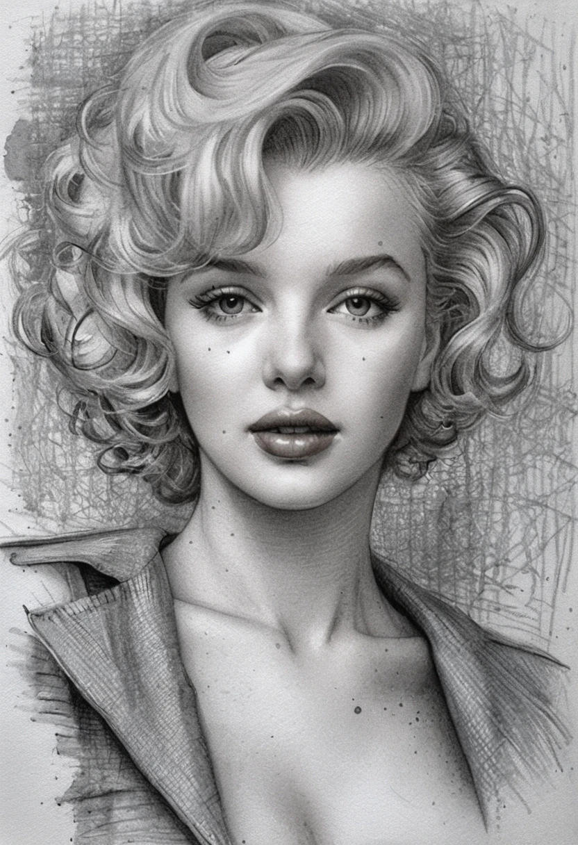 Graphite portrait of Marilyn Monroe with iconic smile