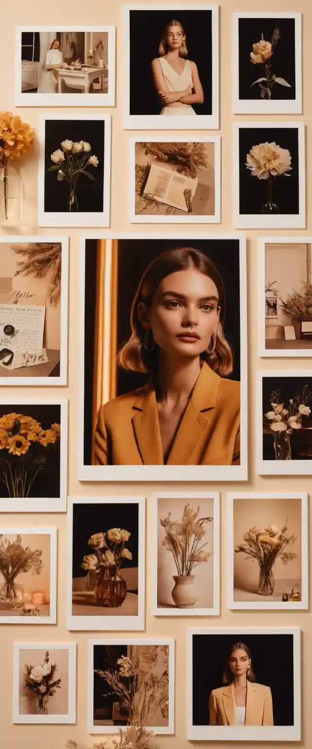 Collage de moda de mujer elegante con cálida luz interior