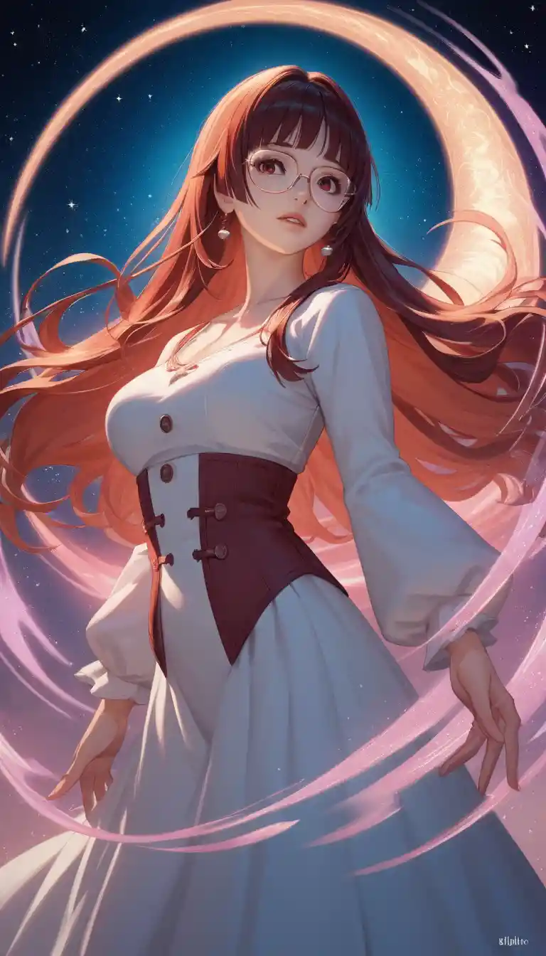 Seducente ragazza scolastica anime con occhiali in aula
