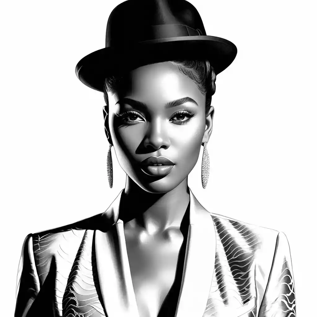 Retrato de moda elegante de una joven mujer negra segura de sí misma