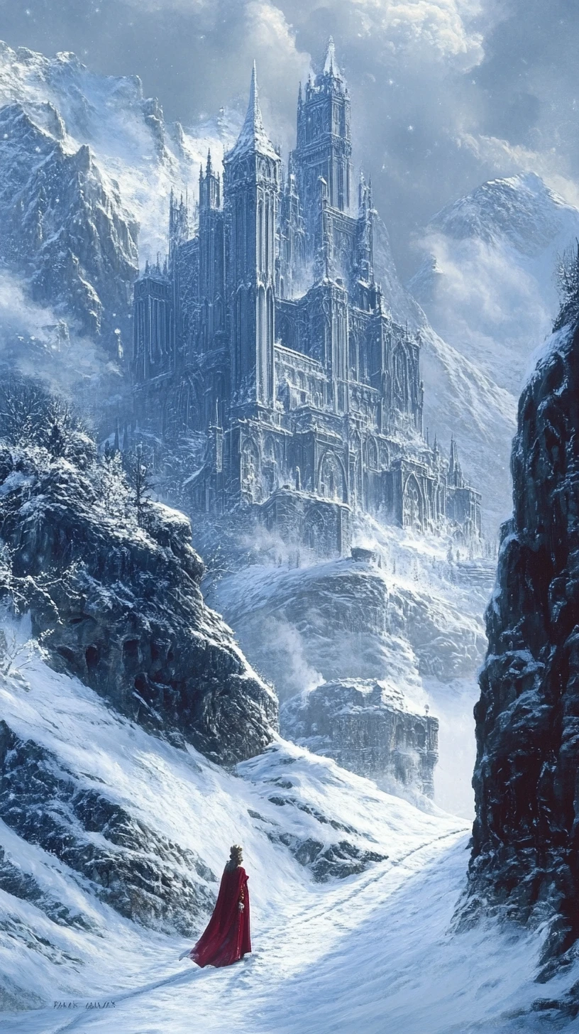 Retrato de princesa de fantasía sosteniendo un conejo feliz en la nieve