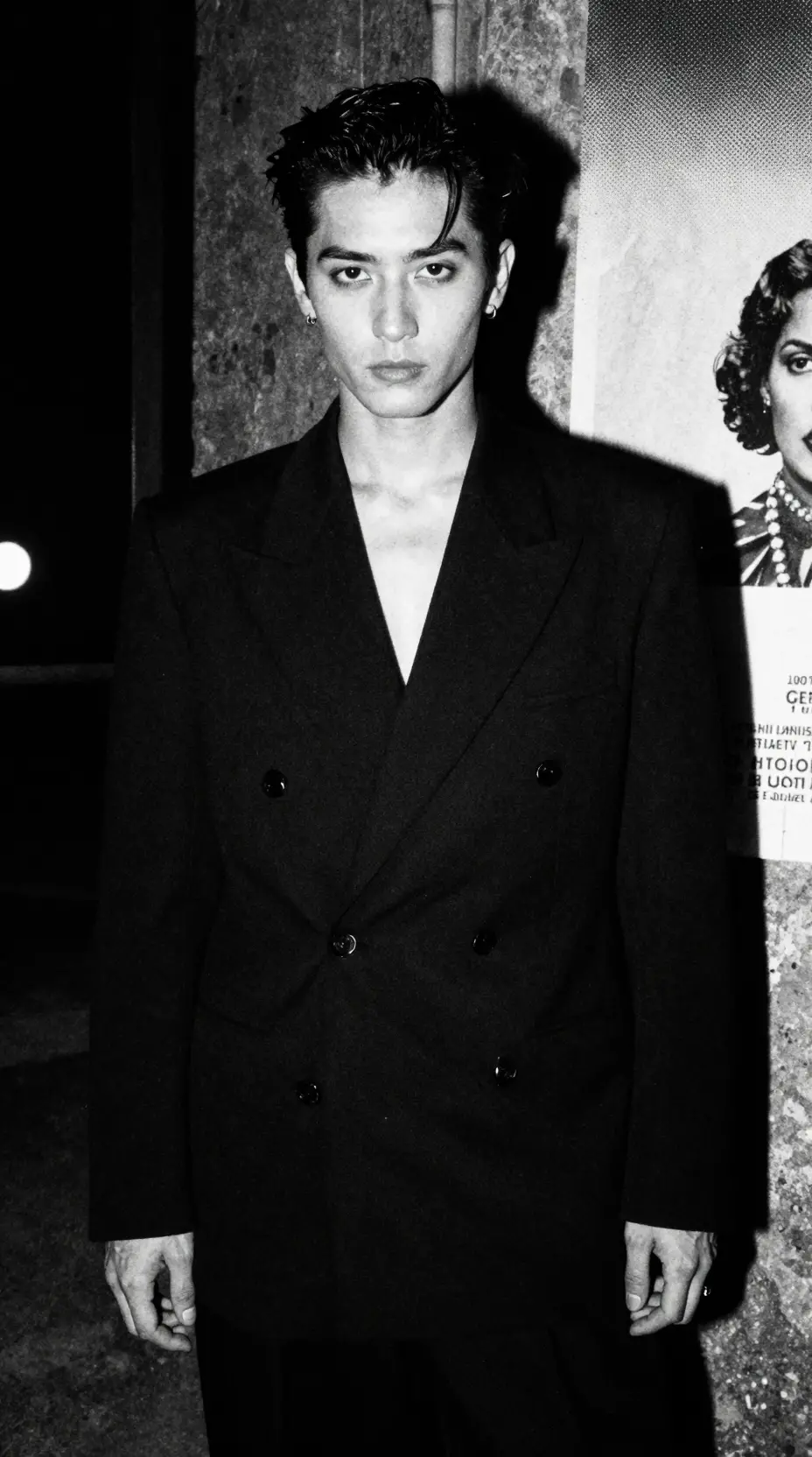 High fashion woman in intense dark pop city scene