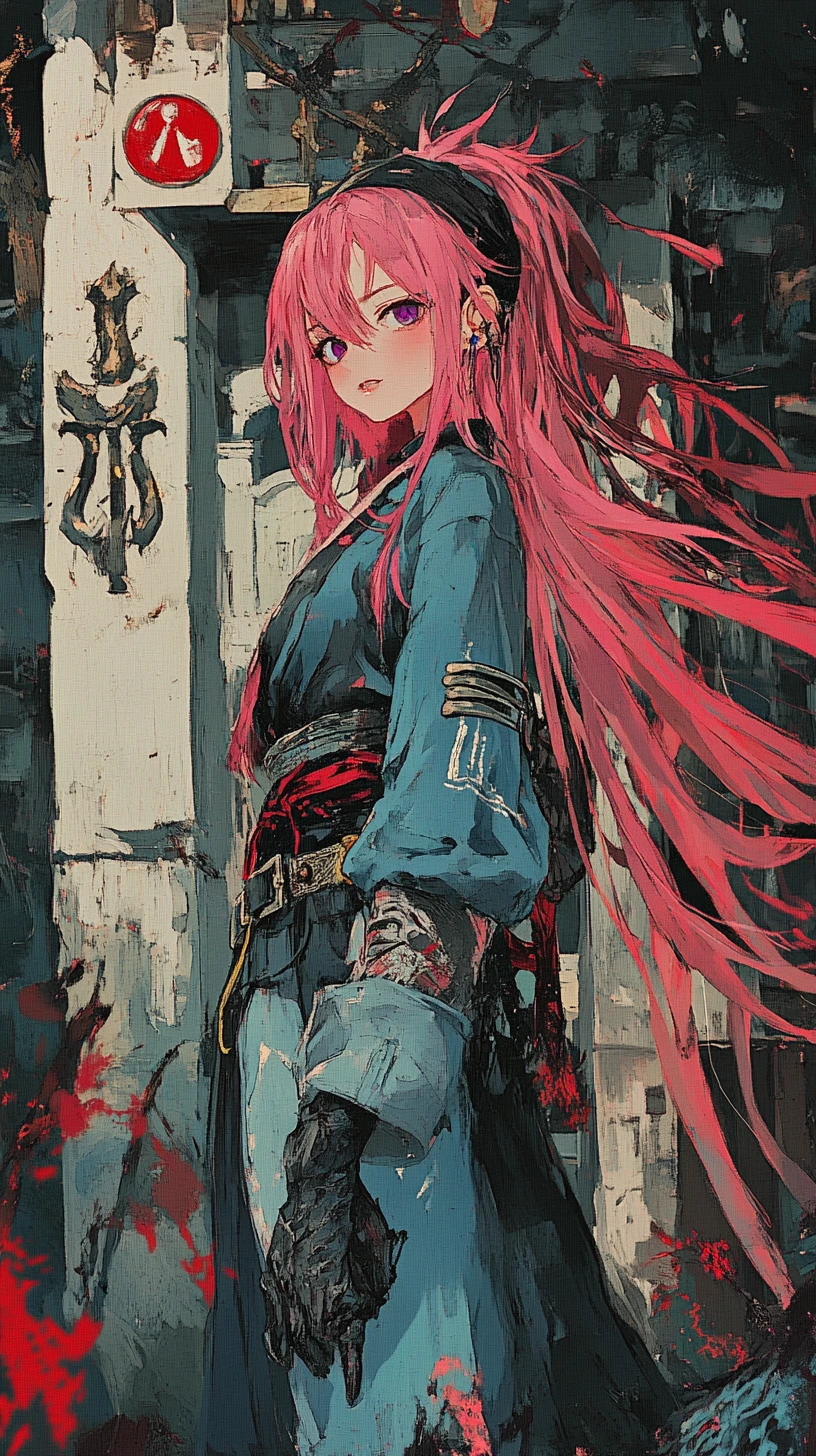 Chica de anime descansando antes de la batalla en un palacio de huesos