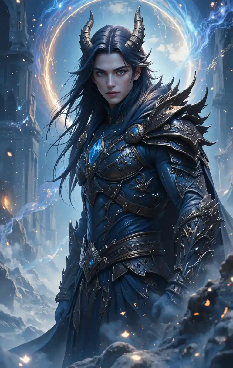 Anime dragon warrior with golden skin in dark armor