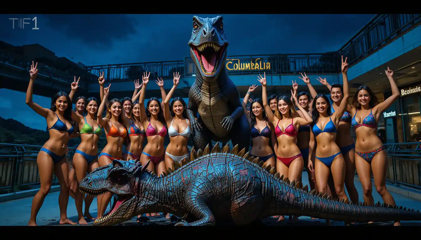 Jóvenes amigos emocionados posando juntos en ropa de baño de playa