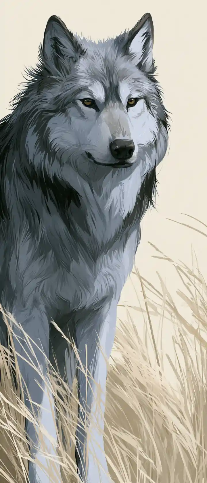 Lobo en primer plano de pie sobre hierba verde