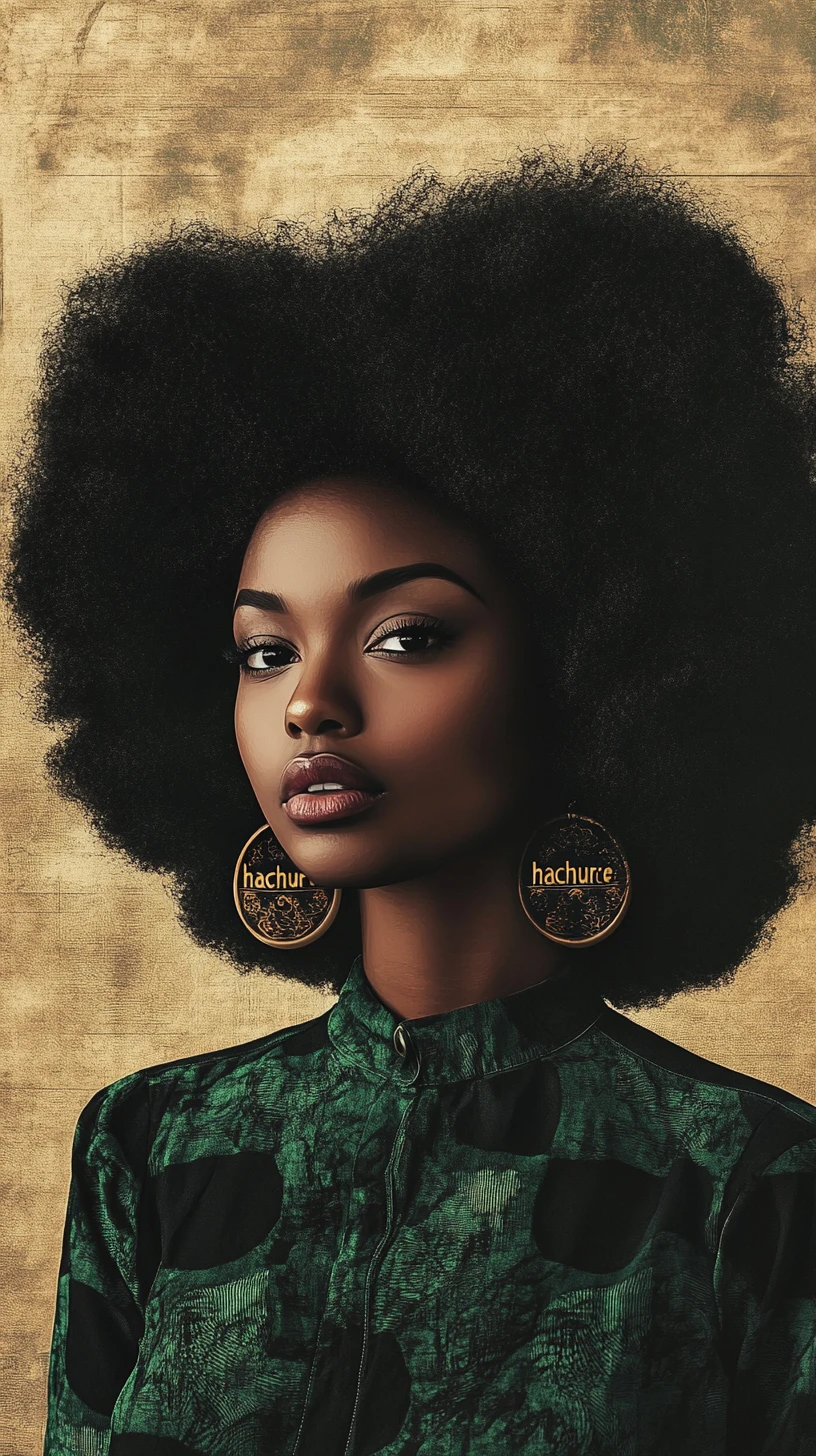 Close up portrait of a black woman with afro hair