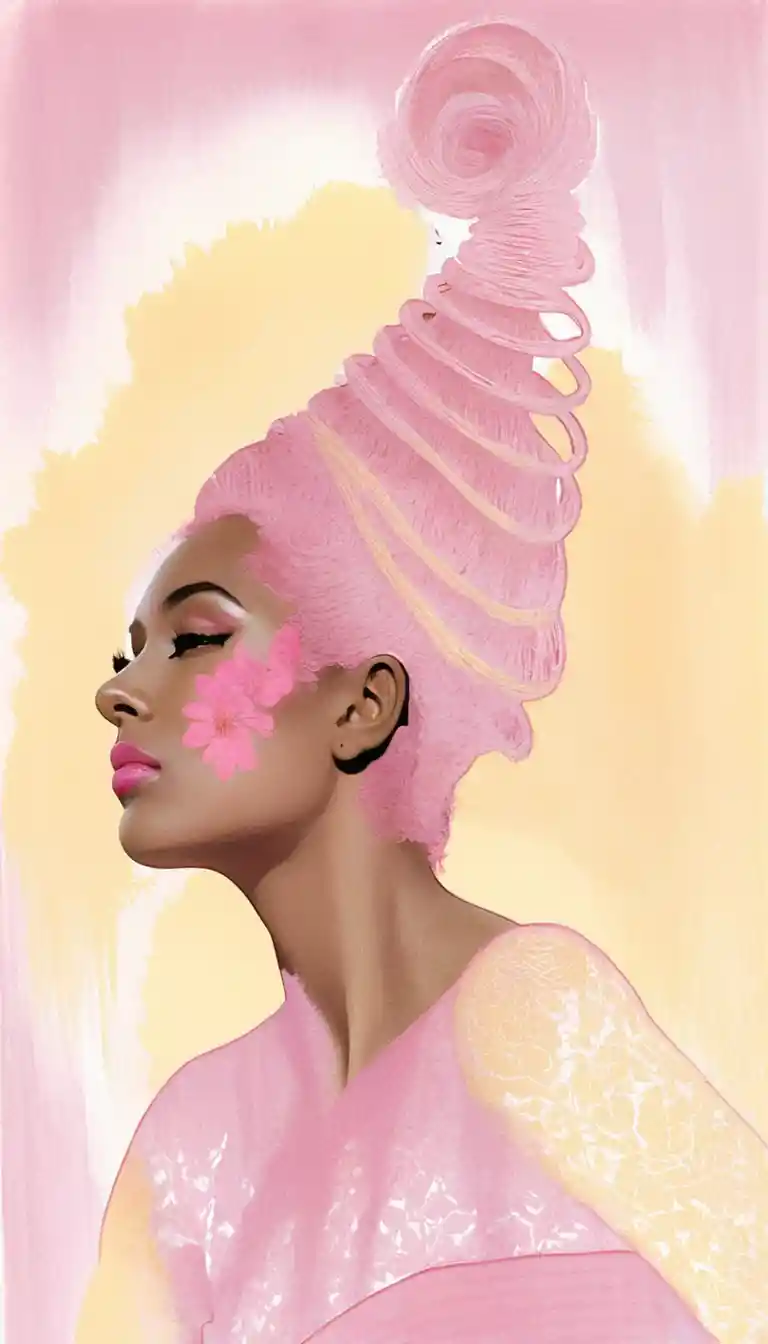 Retrato surrealista de una elegante mujer negra con sombrero de encaje
