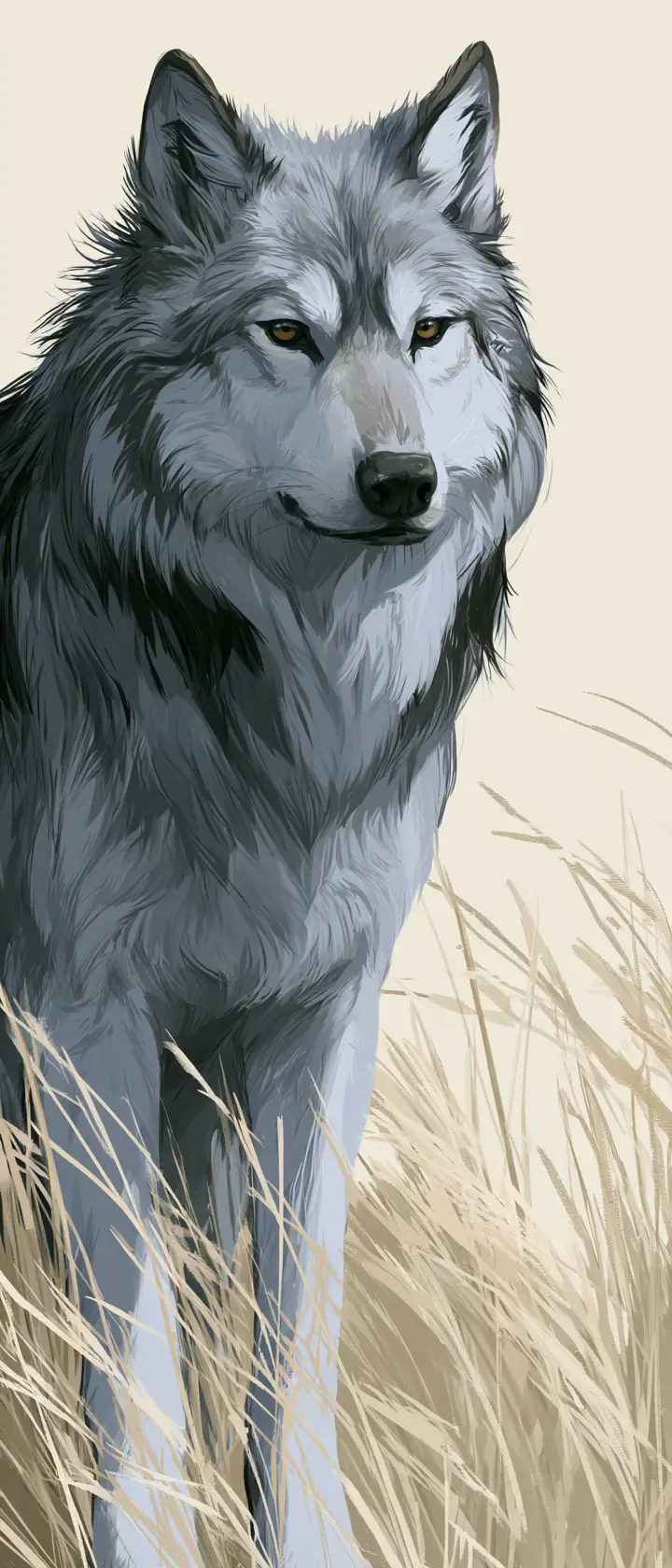 Lobo en primer plano de pie sobre hierba verde