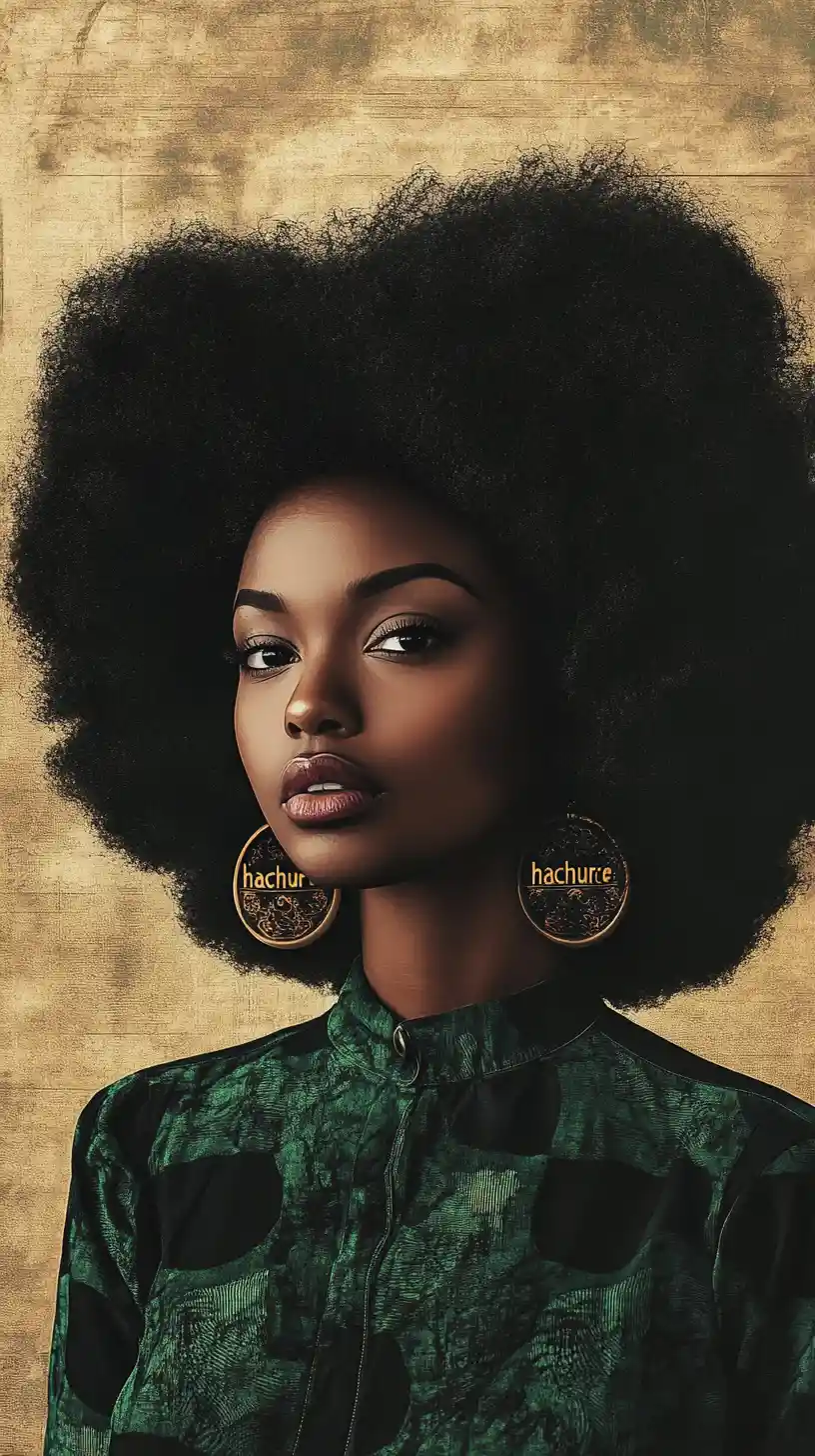 Close up portrait of a black woman with afro hair