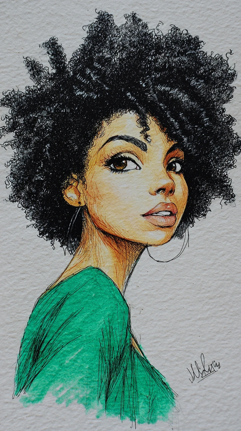Retrato en primer plano de una mujer negra con cabello afro