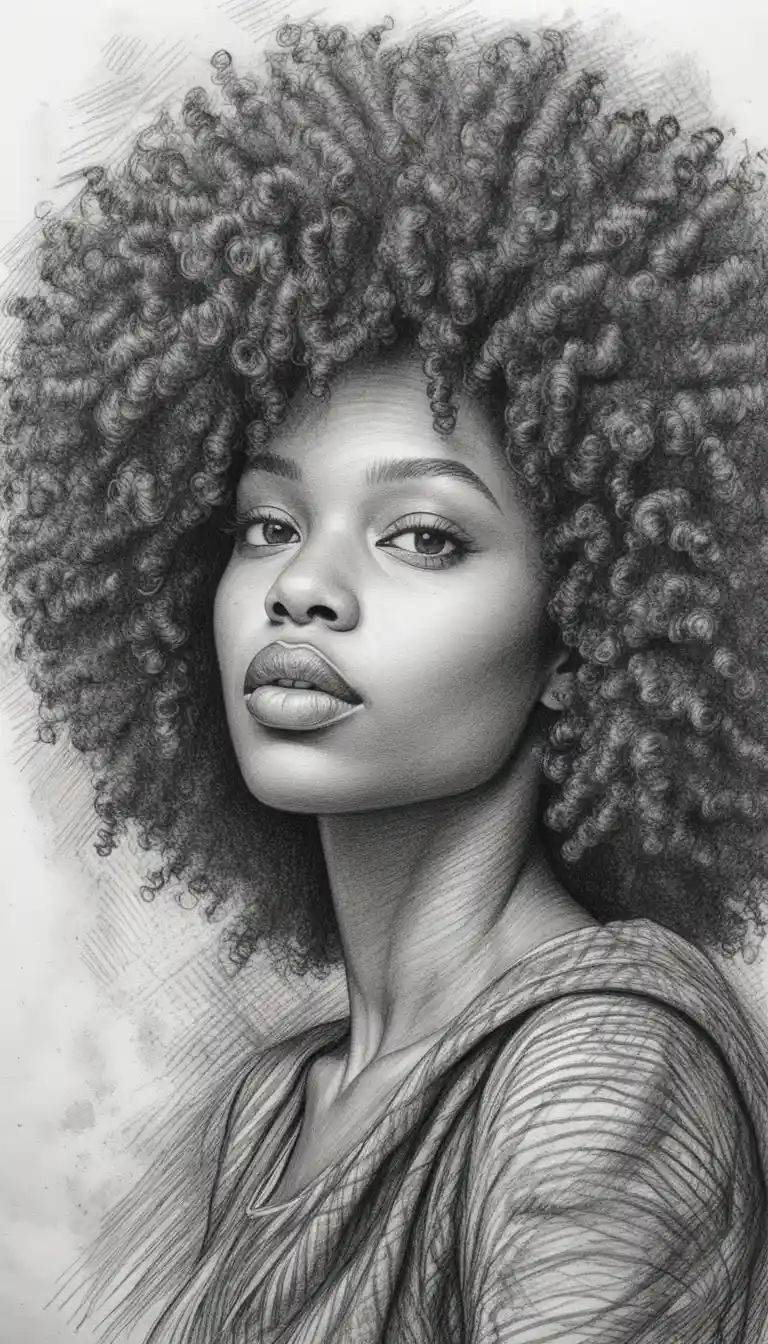 Close up portrait of a black woman with afro hair