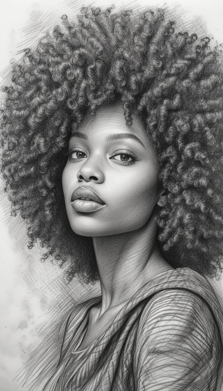 Close up portrait of a black woman with afro hair