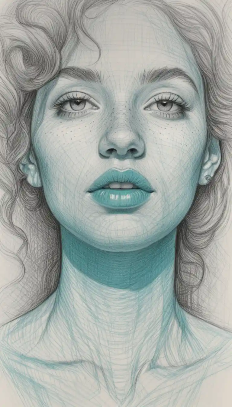 Realistic colored pencil portrait of a freckled young woman