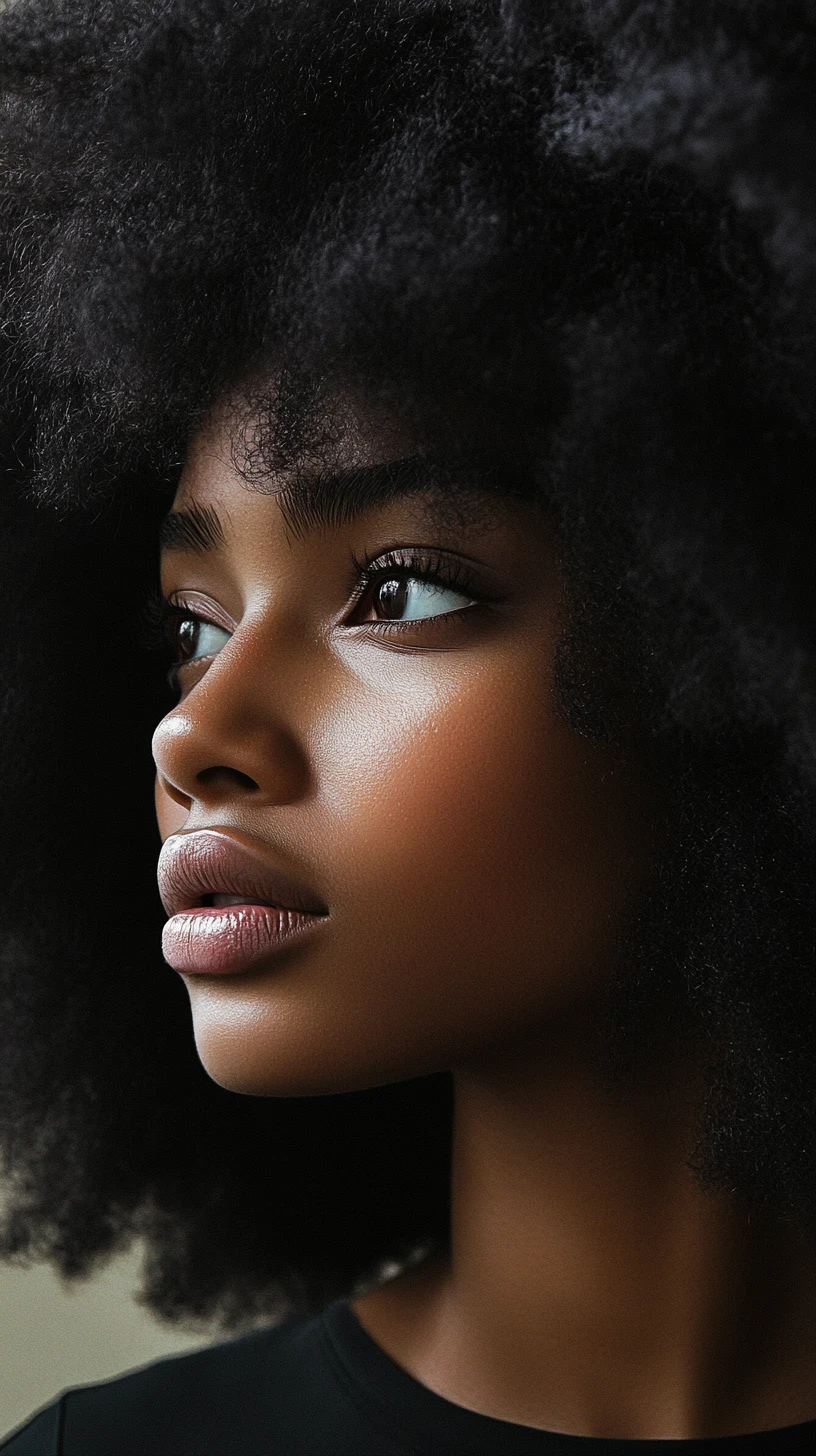 Close up portrait of a black woman with afro hair