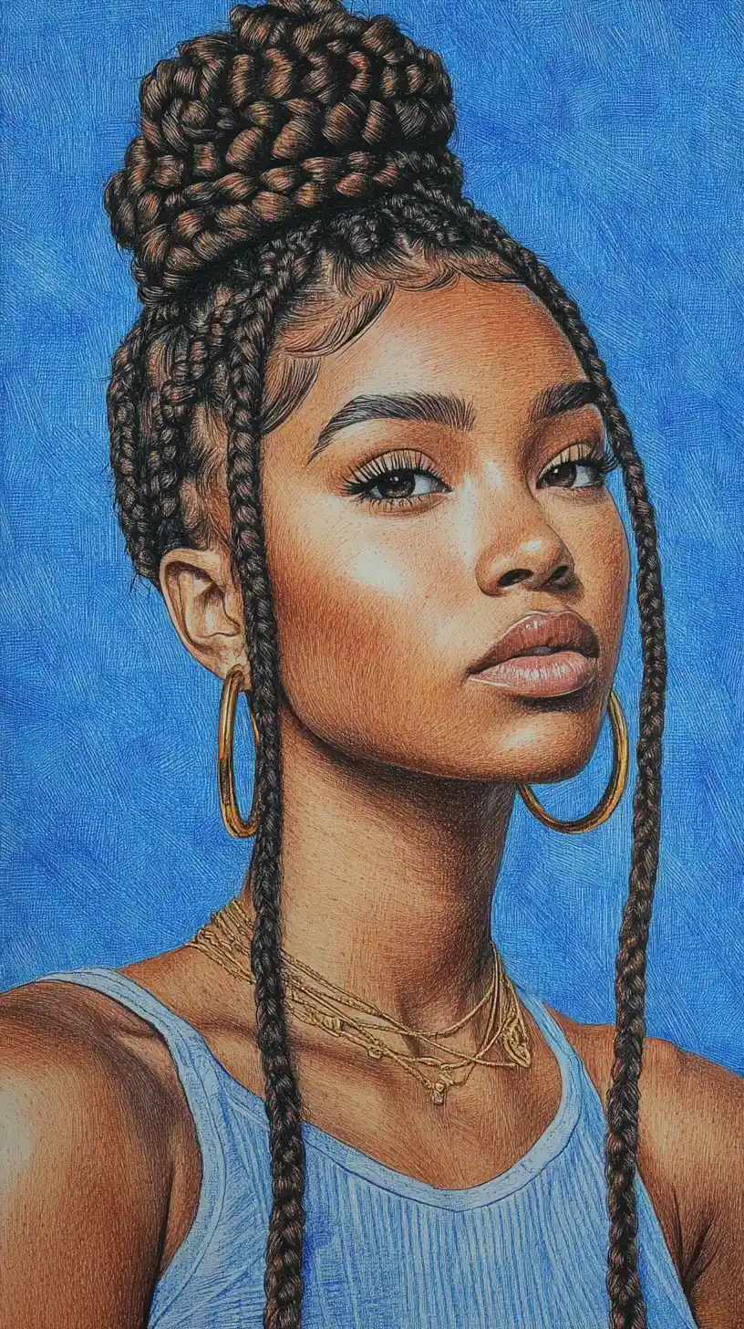 Colored pencil portrait of a young Black woman